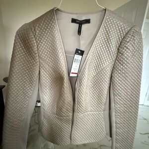 BCBGMaxAzria Taupe Quilted Blazer